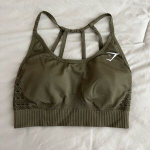 Olive Green Strappy Sports Bra